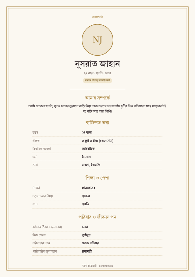 ক্লাসিক বায়োডাটা ডিজাইন, নমুনা