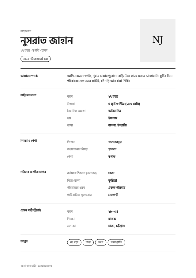 মিনিমাল বায়োডাটা ডিজাইন, নমুনা