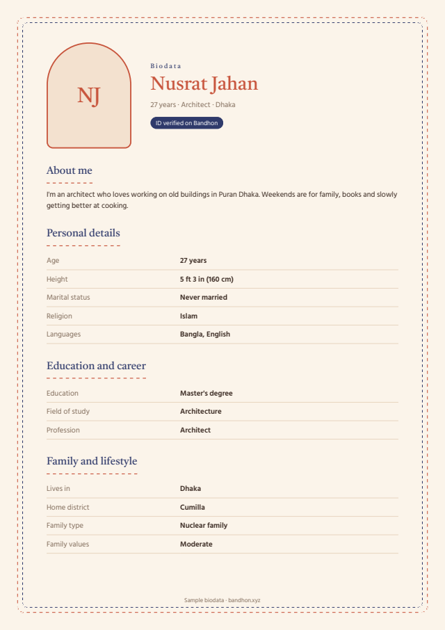 Nakshi biodata design, sample